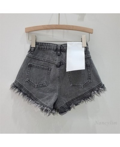 Girl Yellow Tassel Denim Shorts Women's Summer Burr Straight Loose Slimming High Waist A- Line Wide Leg Pants Shorts $48.52 -...