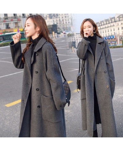 2023 New Autumn Winter Women's Wool Coat Female Fashion Long Single Breasted Slim Solid Korean Style Warm Elegant Blends $73....