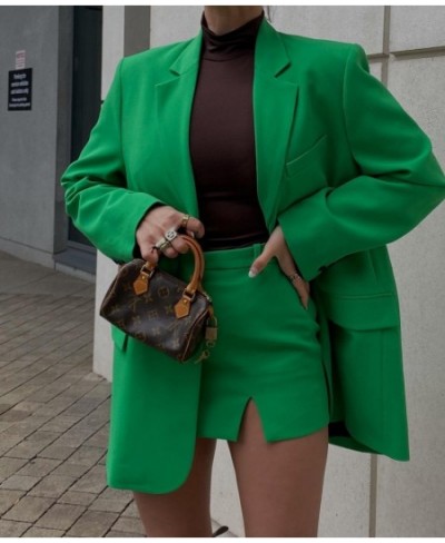 Echoine Solid Green Long sleeve Blazer Coat and Mini Skirt Two Piece Set Elegant OL OffIce Ladies Blazer Suit New 2023 $79.96...