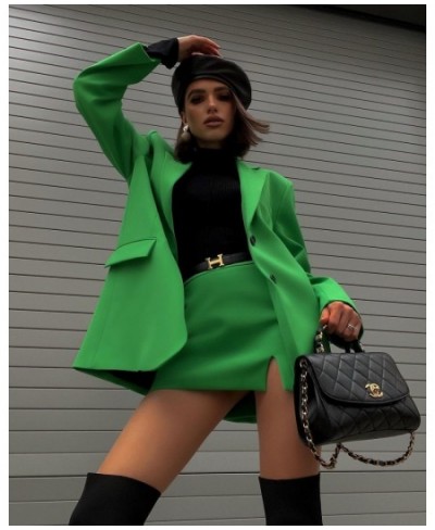 Echoine Solid Green Long sleeve Blazer Coat and Mini Skirt Two Piece Set Elegant OL OffIce Ladies Blazer Suit New 2023 $79.96...