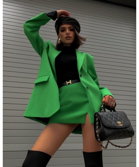 Echoine Solid Green Long sleeve Blazer Coat and Mini Skirt Two Piece Set Elegant OL OffIce Ladies Blazer Suit New 2023 $79.96...