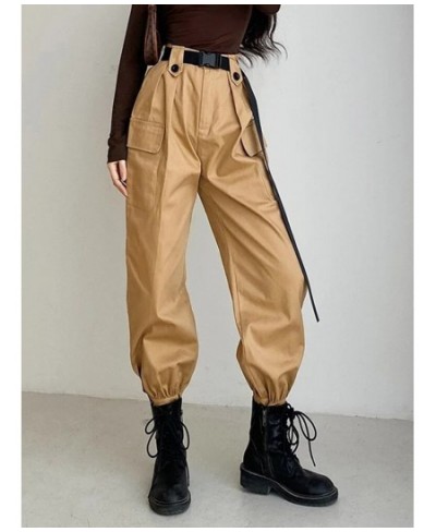 Y2K Orange Overalls Multi-pocket Women's BF Loose Straight Sports Thin Jazz Pants Black Belt Trousers Casual Korean Clothes $...