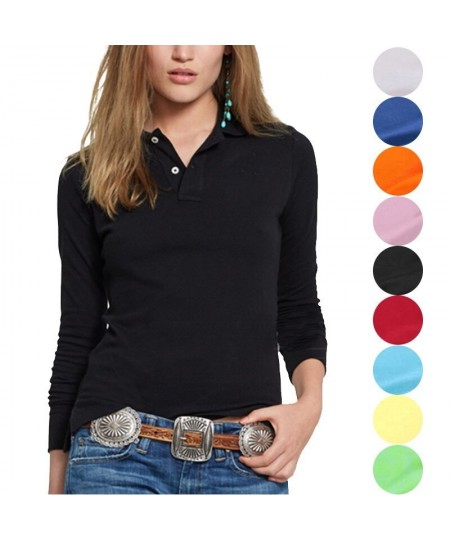 Fashion Spring Summer Solid Color POLO Shirts Autumn Women Turn-down Collar Casual Lapel T-shirt Long Sleeve Cotton Tops $45....