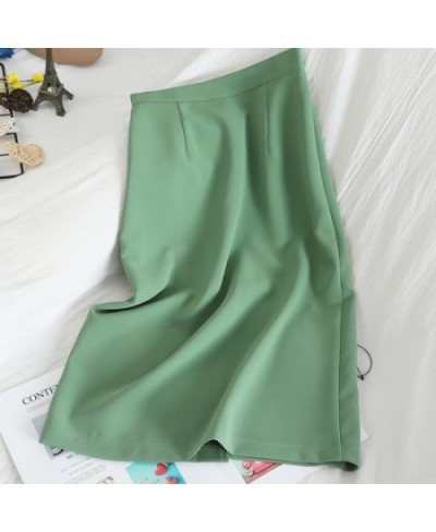 Solid Y2k Skirts for Women High Waisted Korean Fashion Split Slim Midi Skirts Summer 2023 Office Ladies Casual Skirt $37.68 -...