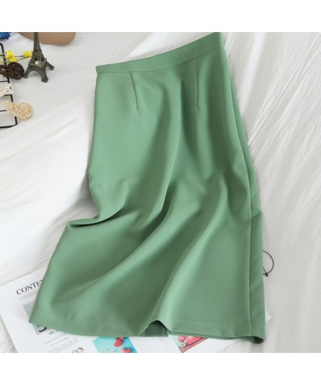 Solid Y2k Skirts for Women High Waisted Korean Fashion Split Slim Midi Skirts Summer 2023 Office Ladies Casual Skirt $37.68 -...