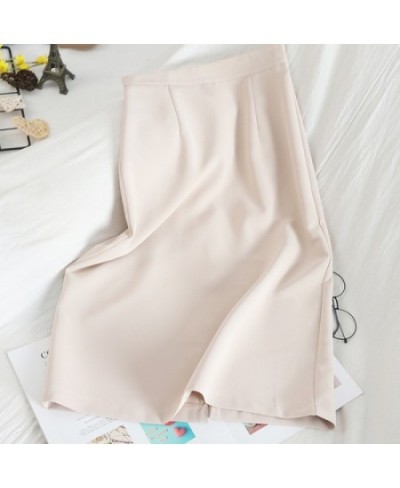 Solid Y2k Skirts for Women High Waisted Korean Fashion Split Slim Midi Skirts Summer 2023 Office Ladies Casual Skirt $37.68 -...