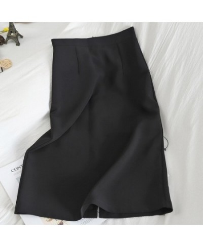 Solid Y2k Skirts for Women High Waisted Korean Fashion Split Slim Midi Skirts Summer 2023 Office Ladies Casual Skirt $37.68 -...