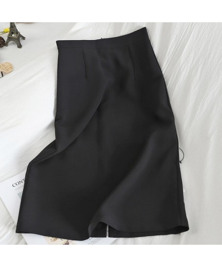 Solid Y2k Skirts for Women High Waisted Korean Fashion Split Slim Midi Skirts Summer 2023 Office Ladies Casual Skirt $37.68 -...