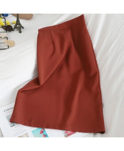 Solid Y2k Skirts for Women High Waisted Korean Fashion Split Slim Midi Skirts Summer 2023 Office Ladies Casual Skirt $37.68 -...