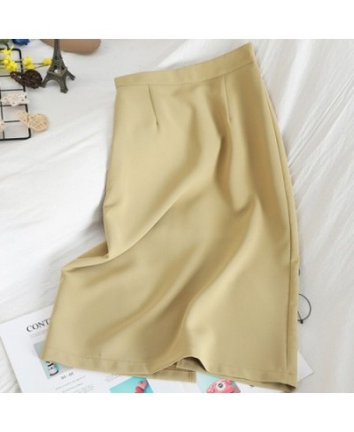 Solid Y2k Skirts for Women High Waisted Korean Fashion Split Slim Midi Skirts Summer 2023 Office Ladies Casual Skirt $37.68 -...