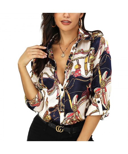 2023 New Design Women Printed Blouses Sexy V-neck Long Sleeve Casual Single-breasted Top Women Floral Print Vintage Shirt $26...