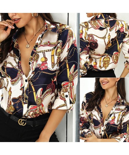 2023 New Design Women Printed Blouses Sexy V-neck Long Sleeve Casual Single-breasted Top Women Floral Print Vintage Shirt $26...