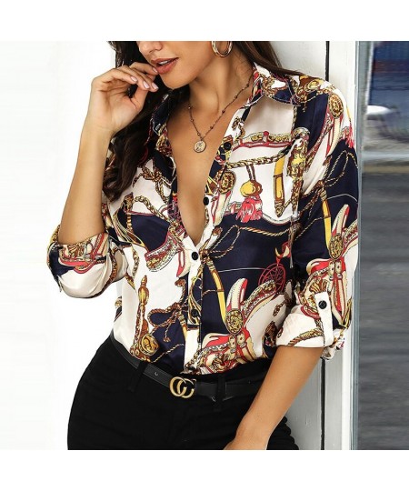 2023 New Design Women Printed Blouses Sexy V-neck Long Sleeve Casual Single-breasted Top Women Floral Print Vintage Shirt $26...