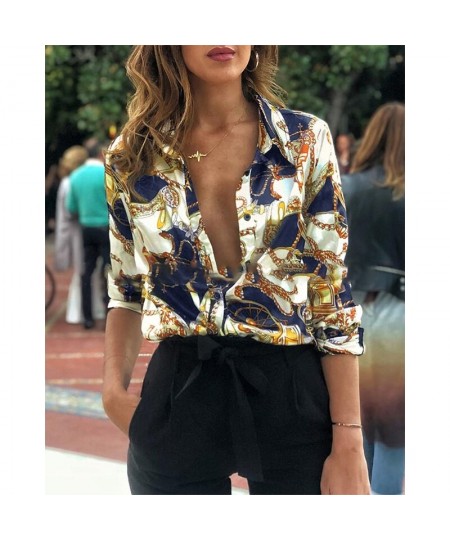 2023 New Design Women Printed Blouses Sexy V-neck Long Sleeve Casual Single-breasted Top Women Floral Print Vintage Shirt $26...