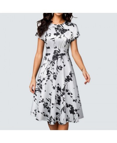 Vintage Women Floral Print Wiggle A-line Elegant Summer Pleated Party Dress HA102 $50.66 - Dresses