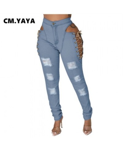 Women Jeans Ripped Cut Out Hollow Out Stretchy Pencil Denim Trousers Female Fashion Pants Streetwear Casual Bottoms Fall $53....