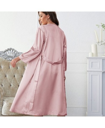 New solid Ice Silk Pajamas Outerrobe Casual Comfort Outerwear Silk Bathrobe Women's Fashion Sling Shorts Pajamas Home Suit Se...