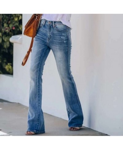 Fashion Solid Color Trend High Waist Elastic Micro Flared Pants Denim Trousers Ladies Jeans Women's Clothing $49.60 - Jeans