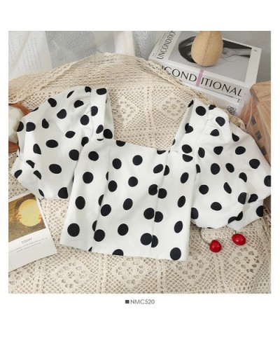 Cute Tops Tuniken Spring Tops for Women 2022 Tunika Off Shoulder Blouse Crop Top Puff Sleeve Blusa Mujer Polka Dot $32.23 - W...