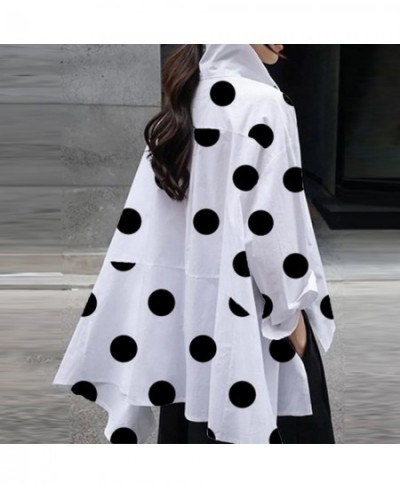 Polka-Dot Blouse Split-Side Lapel Long Sleeves Fashion Buttoned High-Low Casual Simple Office Lady Shirts For Women 2022 $62....