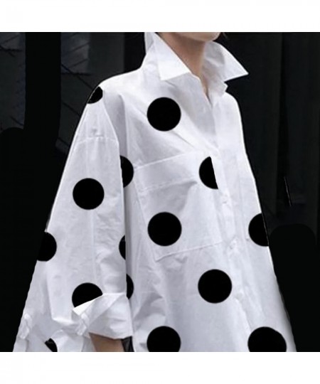 Polka-Dot Blouse Split-Side Lapel Long Sleeves Fashion Buttoned High-Low Casual Simple Office Lady Shirts For Women 2022 $62....