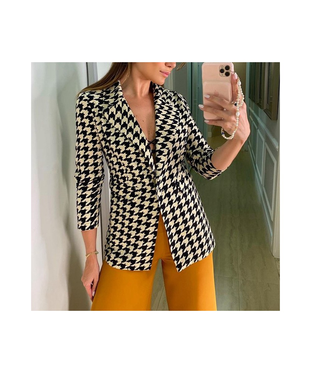 2022 Autumn New Women's Jacket Small Suit Houndstooth Suit Fashion Casual Lady Single Button Jacket Top Fall Jacket for Women...