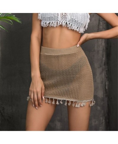 Women Swimsuit Cover Up Boho Tassel Hollow Out Perspective Sexy Mini Tight Beach Skirts Dress Coverup Pareos De Playa Mujer $...