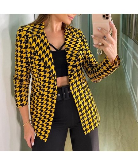 2022 Autumn New Women's Jacket Small Suit Houndstooth Suit Fashion Casual Lady Single Button Jacket Top Fall Jacket for Women...