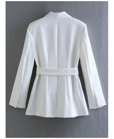 Fashion Solid Belt Blazer Suit Women Vintage Lapel Long Sleeve Jacket 2 Pieces Set 2023 Spring Chic Office Lady White Pant $4...