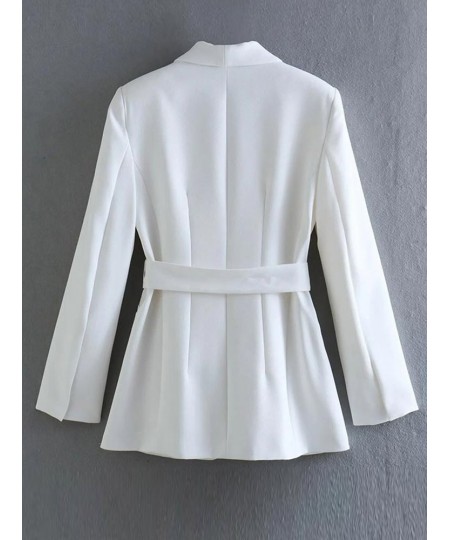 Fashion Solid Belt Blazer Suit Women Vintage Lapel Long Sleeve Jacket 2 Pieces Set 2023 Spring Chic Office Lady White Pant $4...