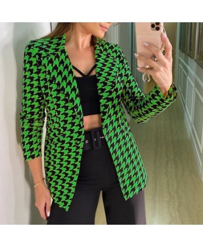 2022 Autumn New Women's Jacket Small Suit Houndstooth Suit Fashion Casual Lady Single Button Jacket Top Fall Jacket for Women...