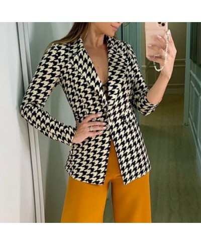 2022 Autumn New Women's Jacket Small Suit Houndstooth Suit Fashion Casual Lady Single Button Jacket Top Fall Jacket for Women...