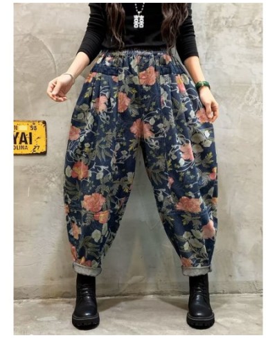 Oversized Loose Denim Pants Women Vintage Floral Print Harem Trousers Woman Casual Jeans Ladies Elastic High Waist Jeans 2023...