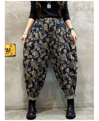 Oversized Loose Denim Pants Women Vintage Floral Print Harem Trousers Woman Casual Jeans Ladies Elastic High Waist Jeans 2023...