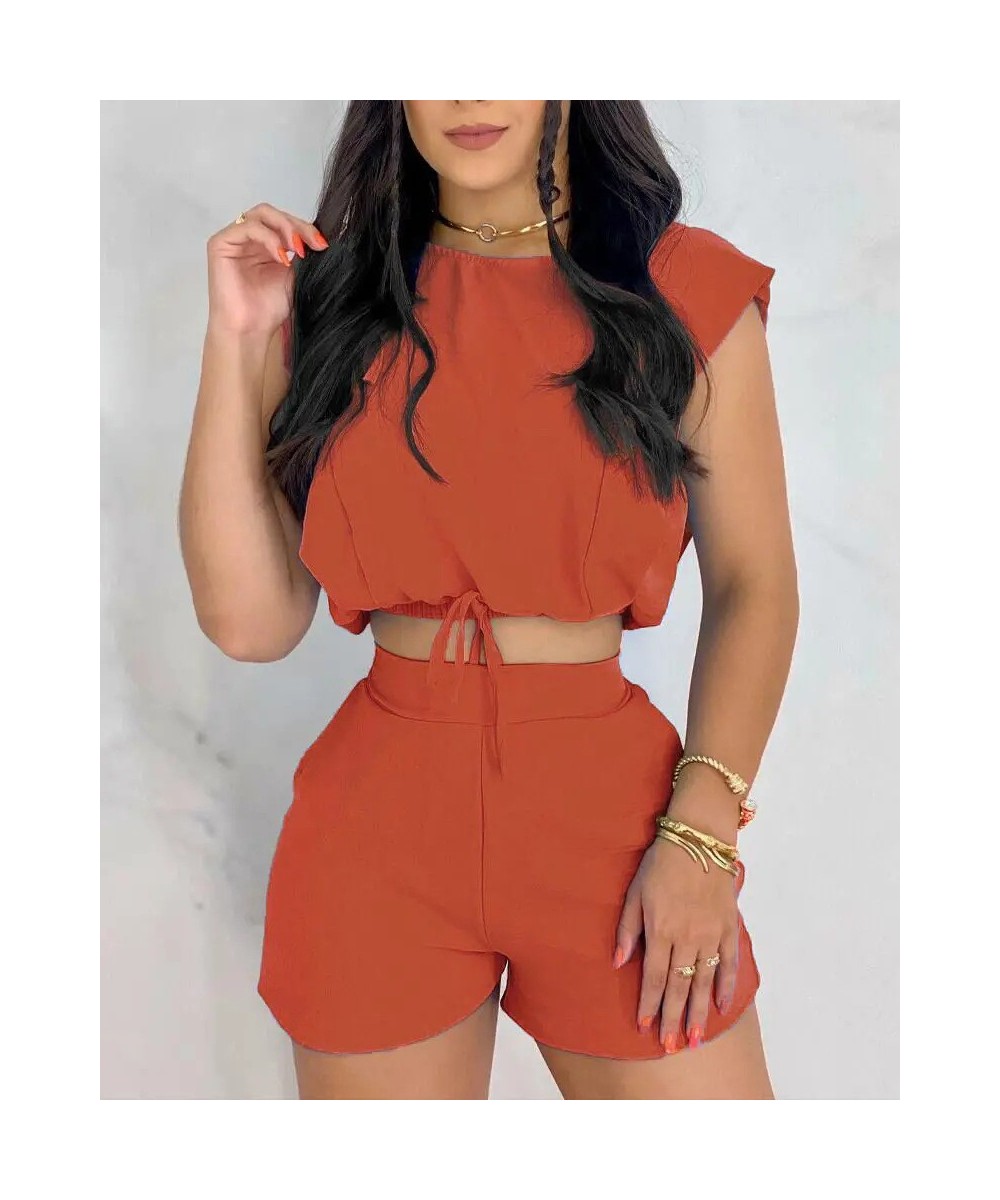 Sexy Sleeveless Tight 2 Pieces Set Women Summer O Neck Casual Strappy Suit Fashion Sports Running Tracksuit Outfit $37.70 - S...