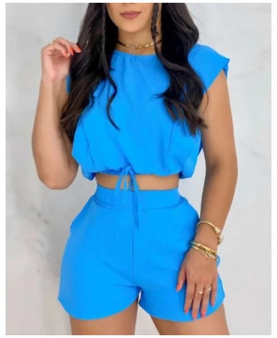 Sexy Sleeveless Tight 2 Pieces Set Women Summer O Neck Casual Strappy Suit Fashion Sports Running Tracksuit Outfit $37.70 - S...