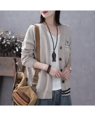 2023 Korea Style Fashion Cat Outwear Knitted Cardigan Sweaters Office Lady Work Sweaters Blouse Women Casual Sweater $41.16 -...