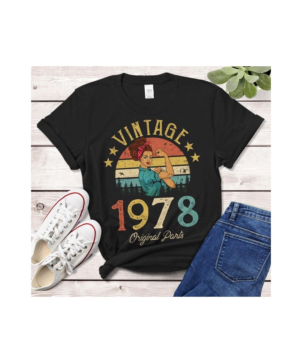 Vintage 1978 T-Shirt Made in 44th birthday years Fashion Letter Casual Short Sleeve Top Tee Cotton O Neck Lady Tshirt harajuk...