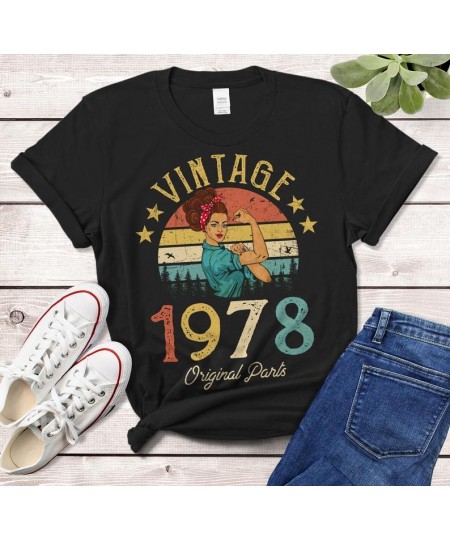 Vintage 1978 T-Shirt Made in 44th birthday years Fashion Letter Casual Short Sleeve Top Tee Cotton O Neck Lady Tshirt harajuk...