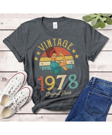 Vintage 1978 T-Shirt Made in 44th birthday years Fashion Letter Casual Short Sleeve Top Tee Cotton O Neck Lady Tshirt harajuk...