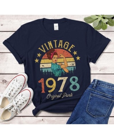 Vintage 1978 T-Shirt Made in 44th birthday years Fashion Letter Casual Short Sleeve Top Tee Cotton O Neck Lady Tshirt harajuk...