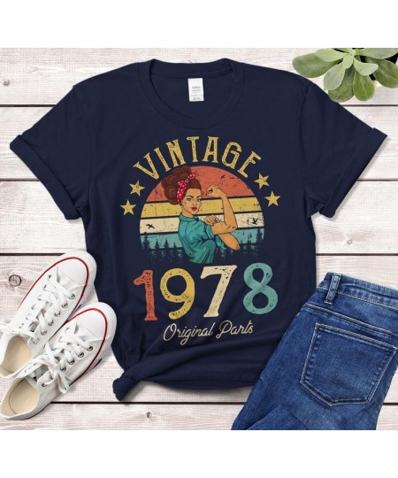 Vintage 1978 T-Shirt Made in 44th birthday years Fashion Letter Casual Short Sleeve Top Tee Cotton O Neck Lady Tshirt harajuk...