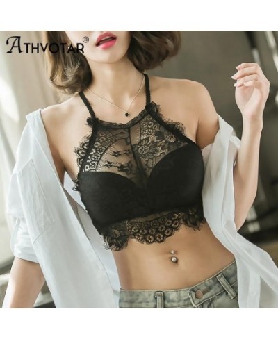 Lace Halter Transparent Bra Brassiere Backless Soft Tube Top Bralette Women V-Neck Running Fitness Bra Underwear New $19.45 -...