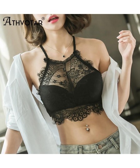 Lace Halter Transparent Bra Brassiere Backless Soft Tube Top Bralette Women V-Neck Running Fitness Bra Underwear New $19.45 -...