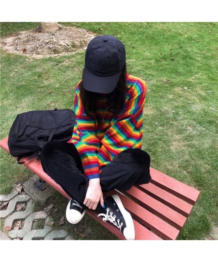 Female Korean Harajuku Hong Kong-flavored Loose Striped Sweater Women's Sweaters Japanese Kawaii Ulzzang Clothing For Women $...