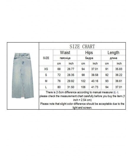 2023 New Women's Long Denim Skirt Summer Vintage High Wasit Jeans Skirt Female Straight Side Split A-line Pencil Skirts $56.9...