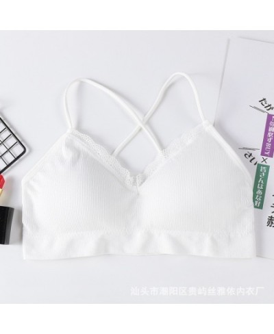 Fine Shoulder Strap Cross Beautiful Back Thread Wrap Bra Bra Bra Lace Anti Light Backing No Steel Ring Sports Bra Female $13....