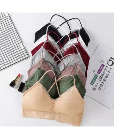 Fine Shoulder Strap Cross Beautiful Back Thread Wrap Bra Bra Bra Lace Anti Light Backing No Steel Ring Sports Bra Female $13....