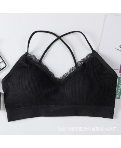 Fine Shoulder Strap Cross Beautiful Back Thread Wrap Bra Bra Bra Lace Anti Light Backing No Steel Ring Sports Bra Female $13....