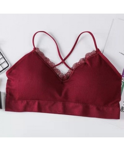 Fine Shoulder Strap Cross Beautiful Back Thread Wrap Bra Bra Bra Lace Anti Light Backing No Steel Ring Sports Bra Female $13....